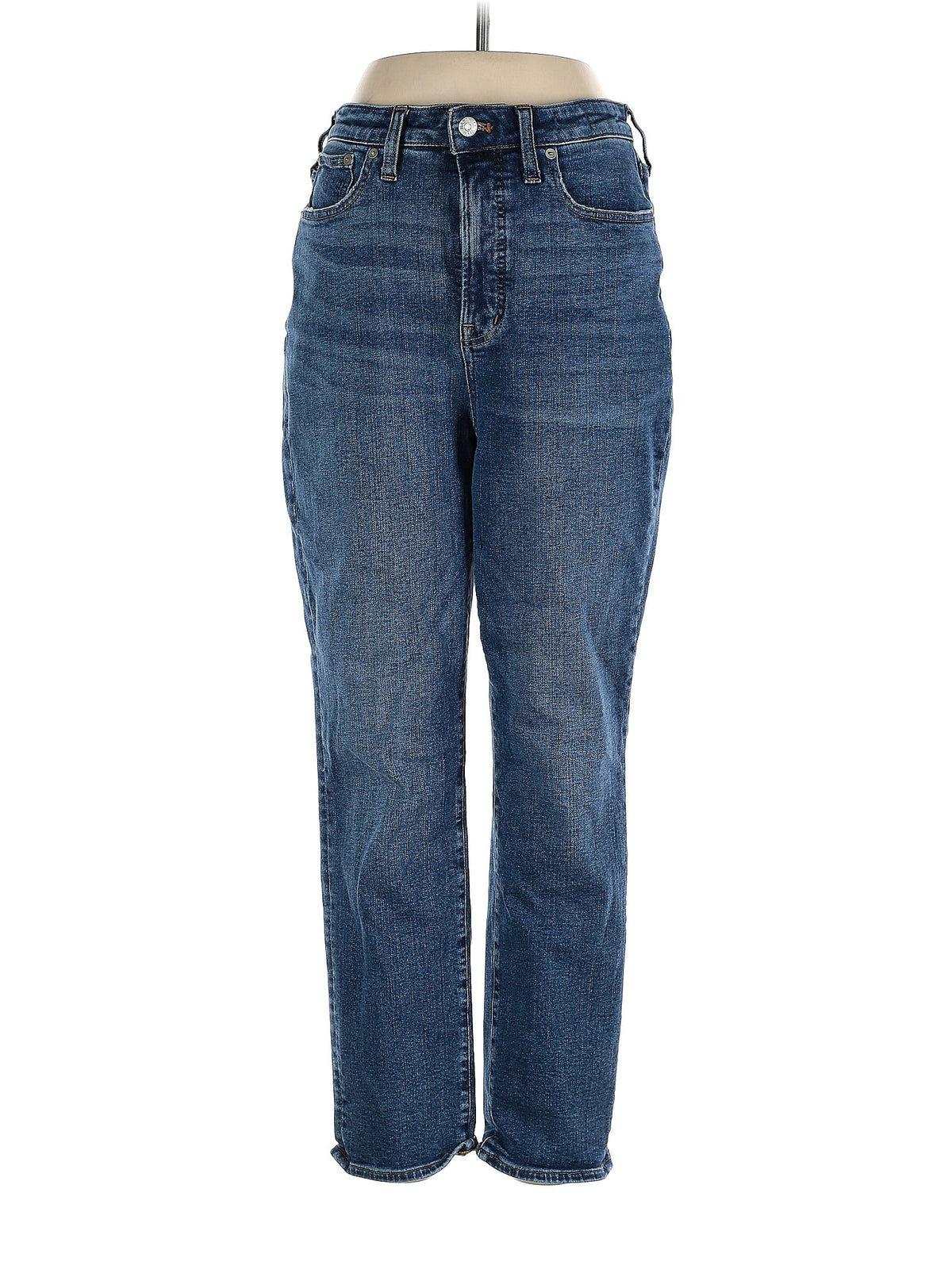 High-Rise Straight-leg Jeans in Medium Wash waist size - 28