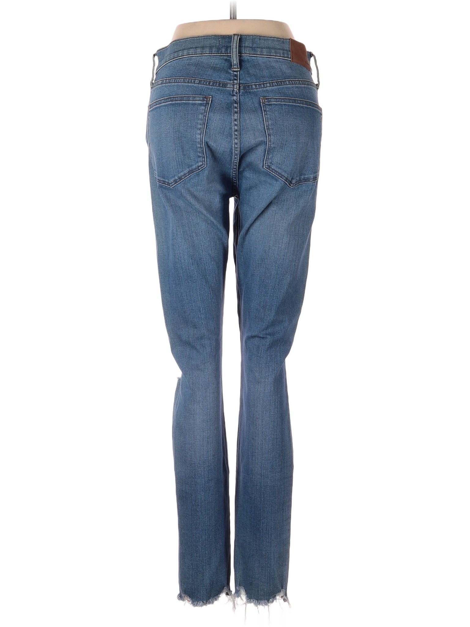 High-Rise Skinny 9" Mid-Rise Skinny Jeans In Frankie Wash: Torn-Knee Edition in Medium Wash waist size - 29