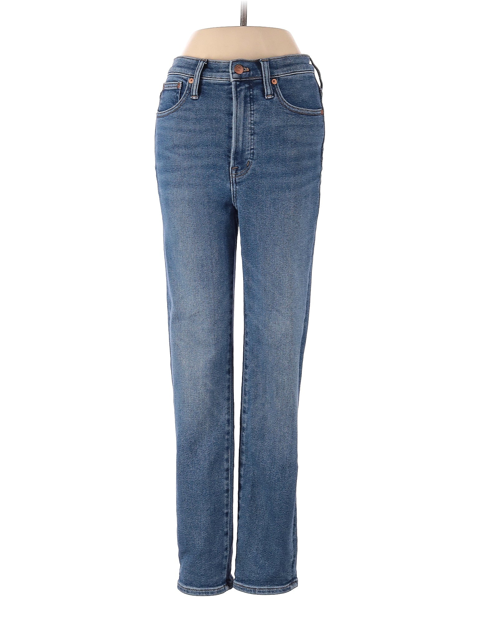 High-Rise Straight-leg Jeans in Medium Wash waist size - 26