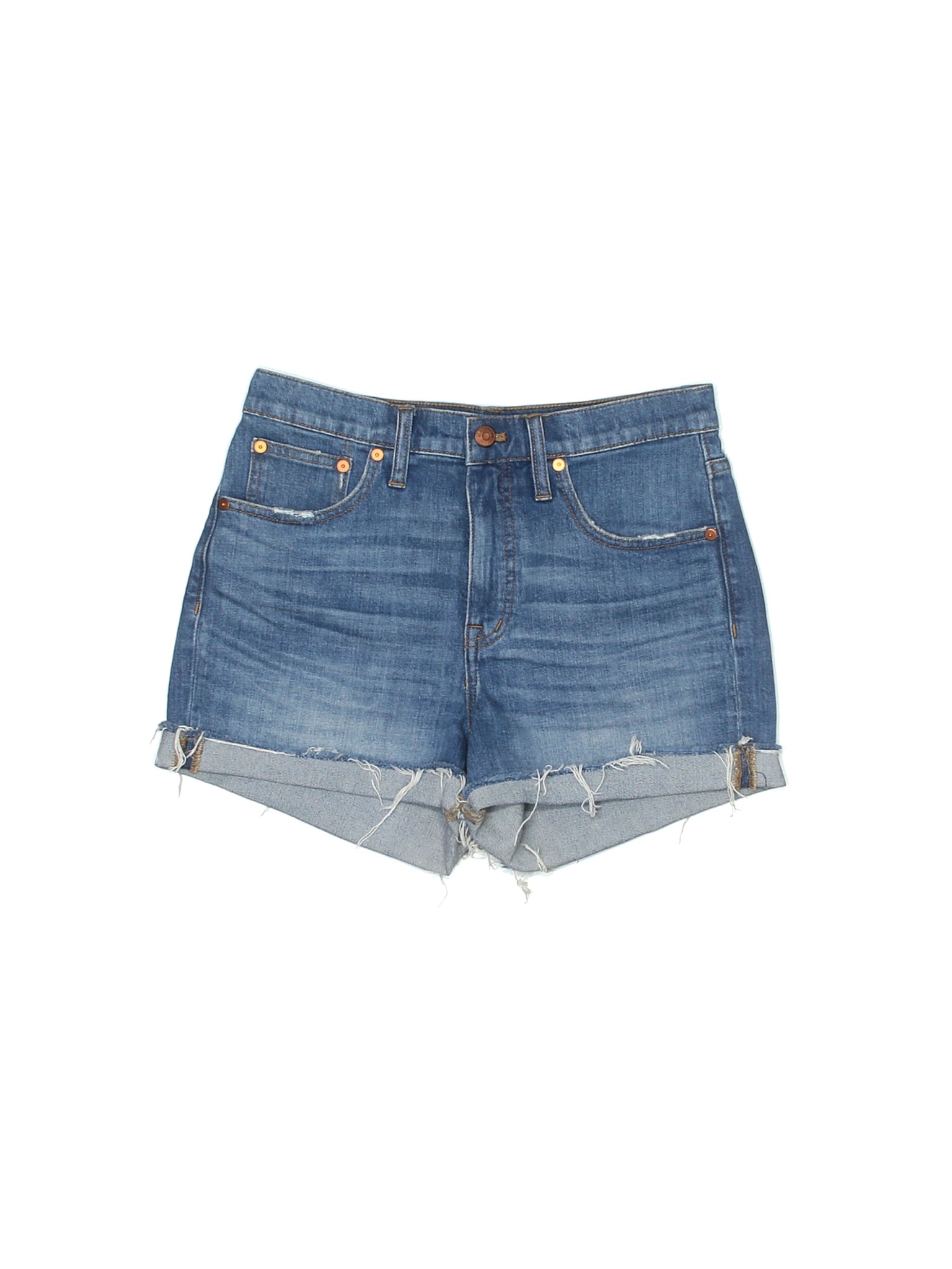 High-Rise Denim Shorts in Medium Wash waist size - 23