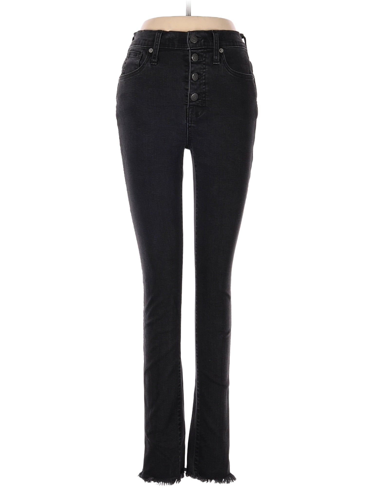 High-Rise Skinny 10" High-Rise Skinny Jeans In Berkeley Black: Button-Through Edition in Dark Wash waist size - 26
