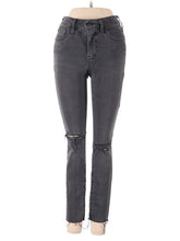 High-Rise Petite 9" Mid-Rise Skinny Jeans In Black Sea waist size - 24 P