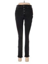 High-Rise Skinny Petite 10" High-Rise Skinny Jeans In Berkeley Black: Button-Through Edition in Dark Wash waist size - 28 P
