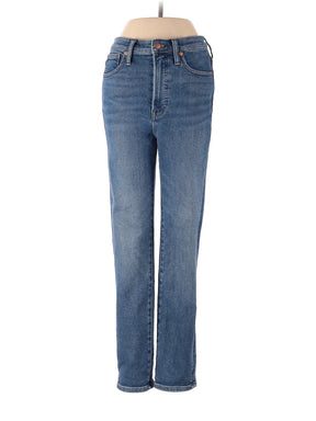 High-Rise Straight-leg Jeans in Medium Wash waist size - 26