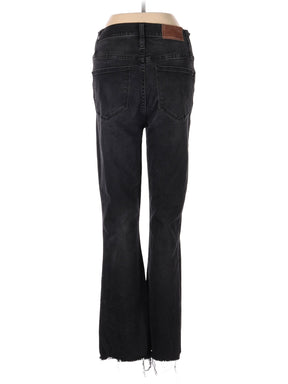 Mid-Rise Boyjeans Cali Demi-Boot Jeans In Berkeley Black: Chewed-Hem Edition in Dark Wash waist size - 26