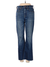 Mid-Rise Boyjeans Cali Demi-Boot Jeans: Raw-Hem Edition in Dark Wash waist size - 24