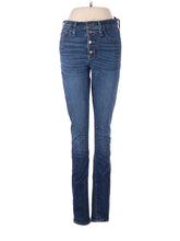 Low-Rise Boyjeans Tall 9" Mid-Rise Skinny Jeans In Hayes Wash: Button-Front Edition in Dark Wash waist size - 28 T