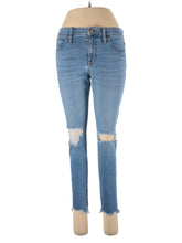 Mid-Rise Petite 9" Mid-Rise Skinny Jeans In Frankie Wash: Torn-Knee Edition waist size - 30 P