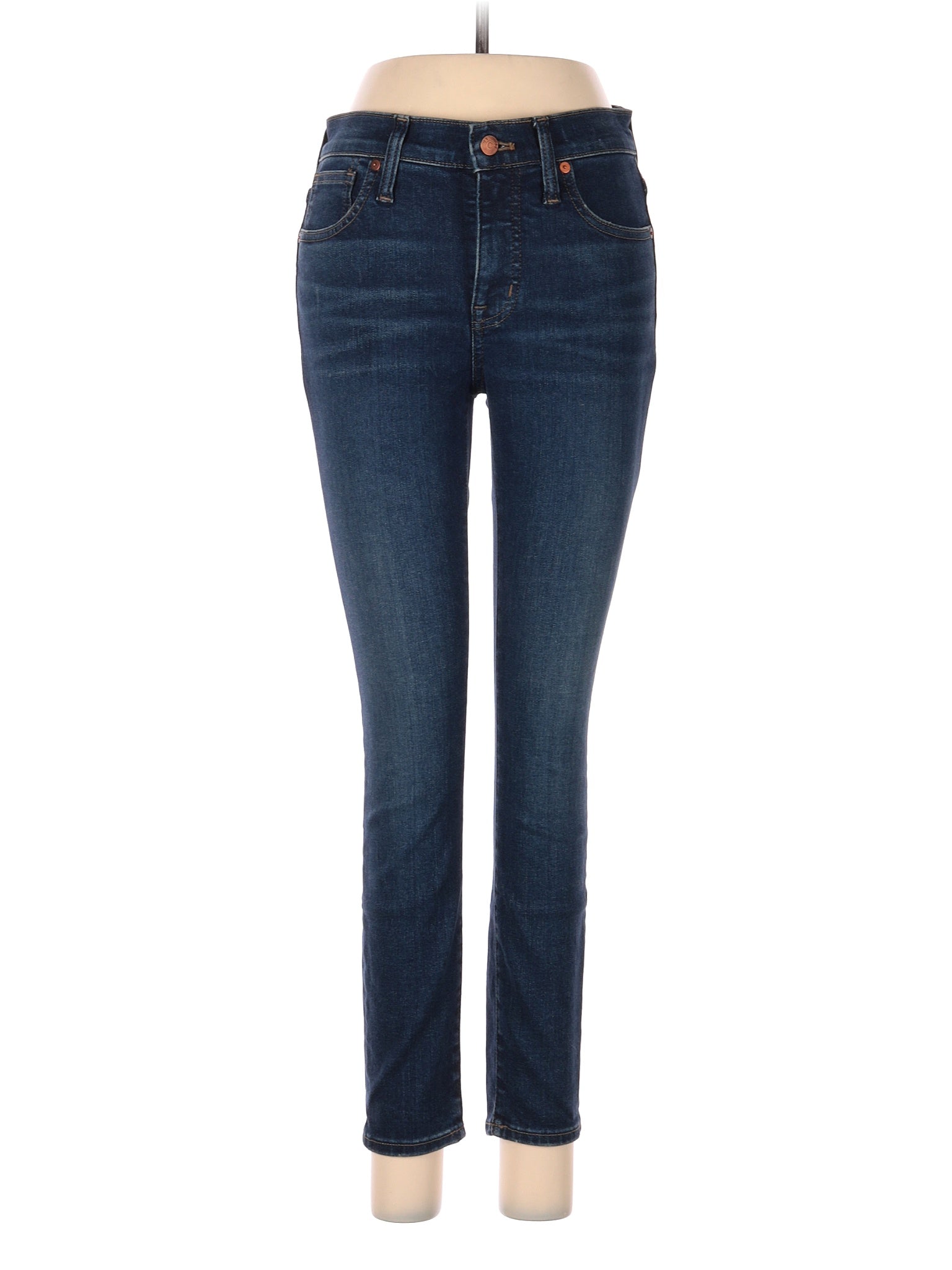 High-Rise Skinny Petite 9" Mid-Rise Skinny Jeans In Skillman Wash in Dark Wash waist size - 26 P