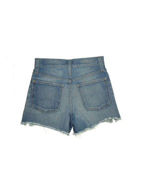 High-Rise Denim Shorts in Medium Wash waist size - 24